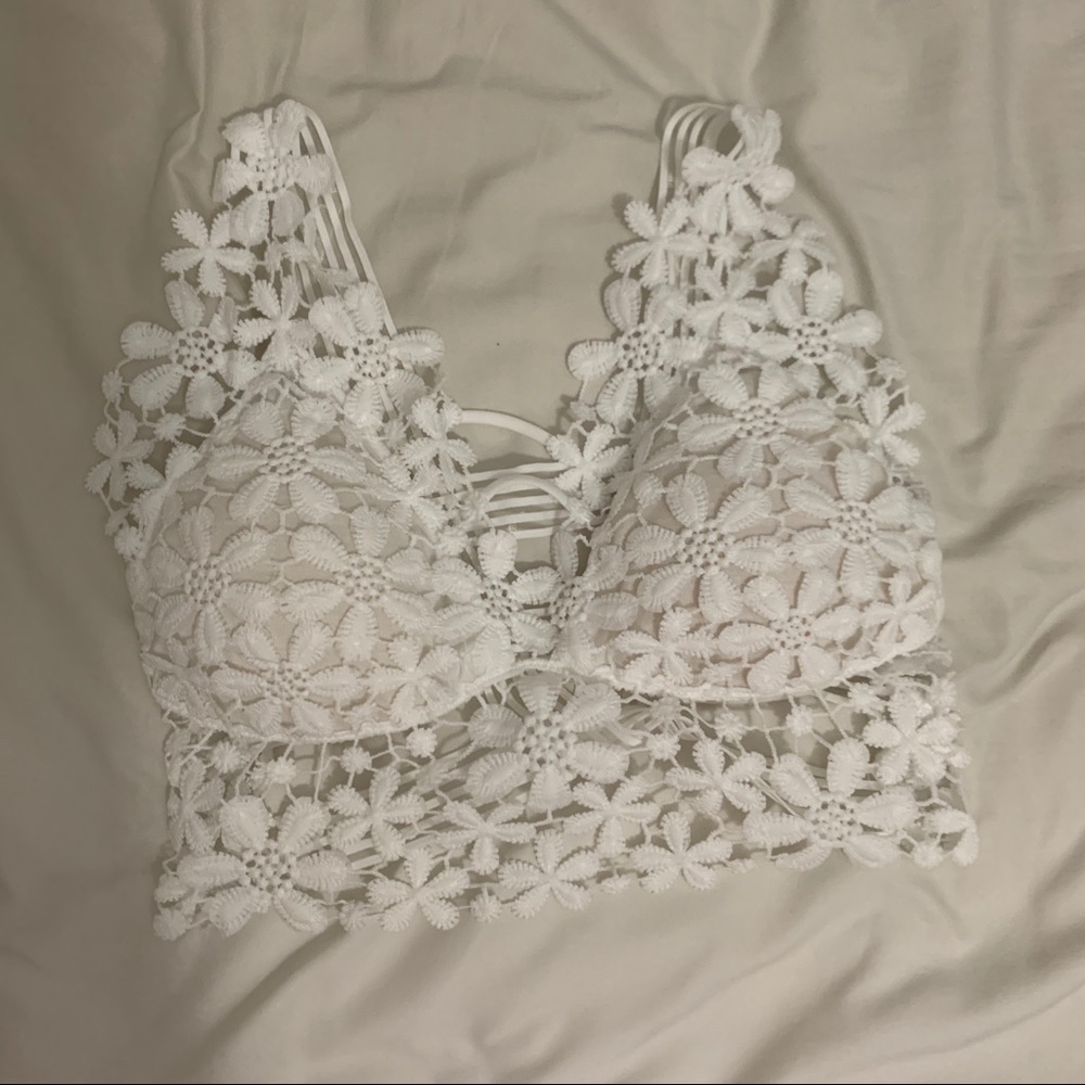 white floral bralette